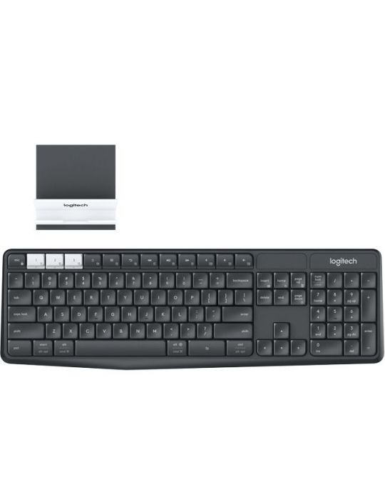 Logitech K375s Multi-Device Wireless Keyboard and Stand Combo tastaturi RF Wireless + Bluetooth QWERTY Rus Grafit, Alb