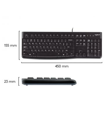 Logitech K120 Corded Keyboard tastaturi USB AZERTY Flamandă Negru