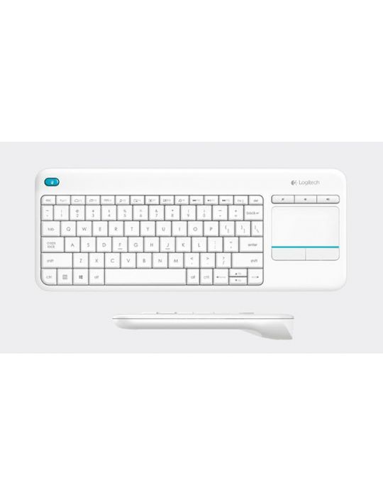 Logitech K400 Plus Tv tastaturi RF fără fir QWERTY Nordic Alb