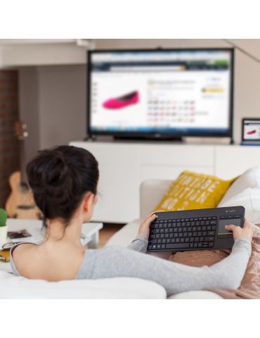 Logitech K400 Plus Tv tastaturi RF fără fir AZERTY Flamandă Negru