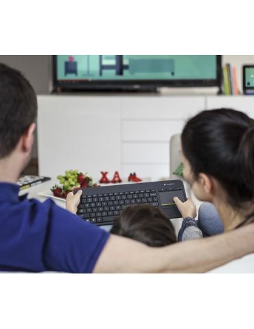 Logitech K400 Plus Tv tastaturi RF fără fir QWERTY Spaniolă Negru