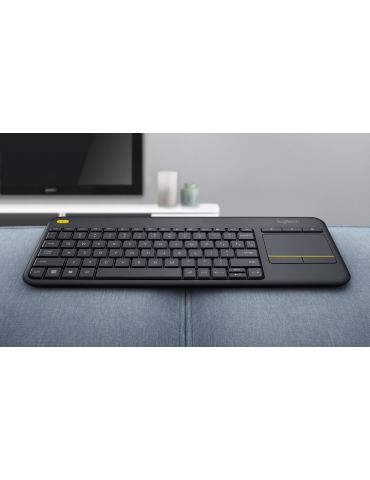 Logitech K400 Plus Tv tastaturi RF fără fir QWERTY Spaniolă Negru
