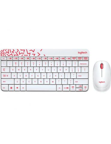 Logitech MK240 Nano Wireless Keyboard and Mouse Combo tastaturi Mouse inclus RF fără fir Rus Alb, Roşu - Tik.ro