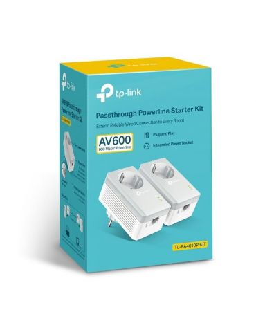TP-Link TL-PA4010P KIT V5 adaptor rețea alimentare 600 Mbit s Ethernet LAN Alb 2 buc.