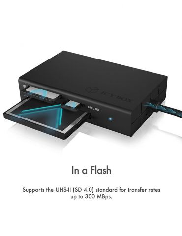 ICY BOX IB-CR401-C3 cititoare de carduri USB 3.2 Gen 1 (3.1 Gen 1) Type-C Negru