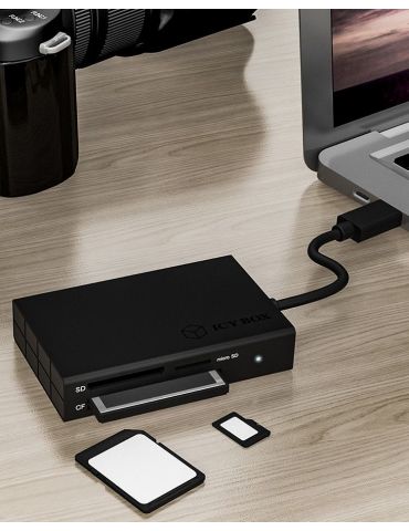ICY BOX IB-CR401-C3 cititoare de carduri USB 3.2 Gen 1 (3.1 Gen 1) Type-C Negru