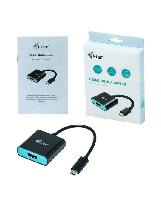 i-tec C31HDMI60HZP adaptor pentru cabluri video 0,15 m USB tip-C HDMI Negru, Turcoaz
