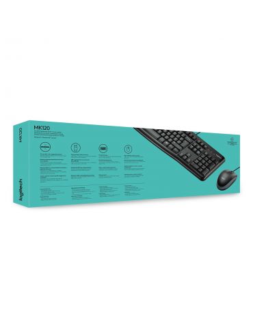 Logitech Desktop MK120 tastaturi Mouse inclus USB AZERTY Flamandă Negru