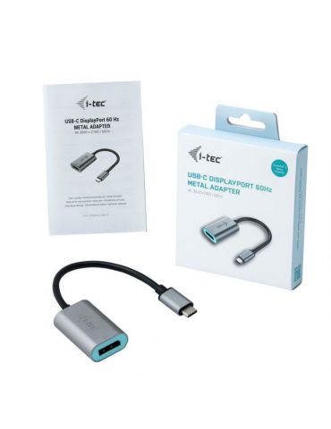i-tec Metal C31METALDP60HZ adaptor pentru cabluri video 0,15 m USB tip-C Display Port Gri, Turcoaz