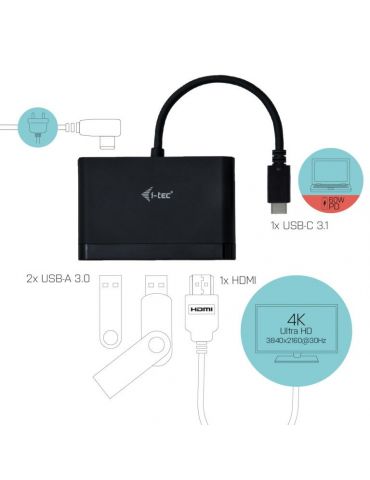 i-tec C31DTPDHDMI sloturi Negru