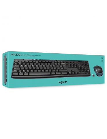 Logitech Wireless Combo MK270 tastaturi Mouse inclus USB AZERTY Flamandă Negru