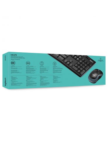 Logitech Wireless Combo MK270 tastaturi Mouse inclus USB AZERTY Flamandă Negru