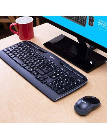 Logitech Wireless Combo MK330 tastaturi Mouse inclus RF fără fir AZERTY Flamandă Negru