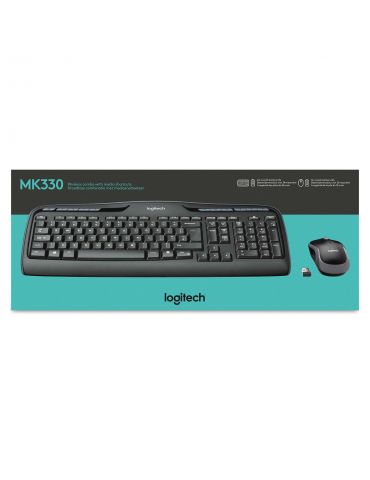 Logitech Wireless Combo MK330 tastaturi Mouse inclus RF fără fir AZERTY Flamandă Negru