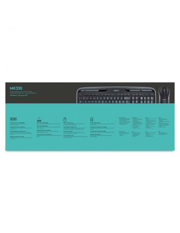 Logitech Wireless Combo MK330 tastaturi Mouse inclus RF fără fir AZERTY Flamandă Negru