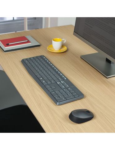 Logitech MK235 tastaturi Mouse inclus USB AZERTY Flamandă Gri