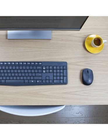 Logitech MK235 tastaturi Mouse inclus USB AZERTY Flamandă Gri