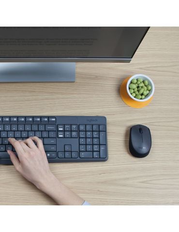 Logitech MK235 tastaturi Mouse inclus USB AZERTY Flamandă Gri