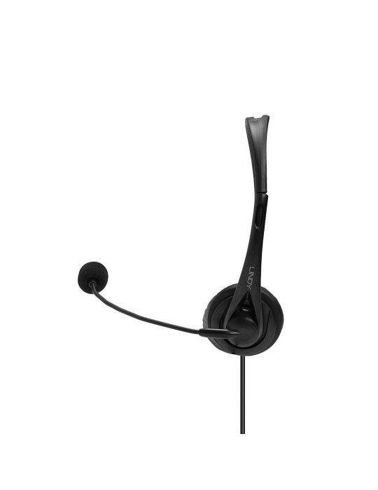 Lindy 42870 cască audio & cască cu microfon Căști Prin cablu Bandă de fixare pe cap Apeluri Muzică USB Tip-A Negru