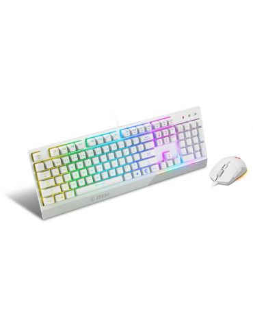 MSI VIGOR GK30 COMBO WHITE US tastaturi Mouse inclus USB QWERTY Italiană Alb - Tik.ro