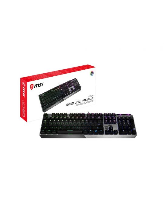 MSI Vigor GK50 Low Profile tastaturi USB QWERTY Engleză SUA Negru, Metalic