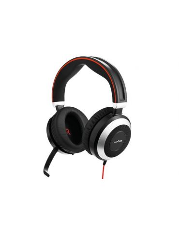 Jabra Evolve 80 Stereo Căști Prin cablu Bandă de fixare pe cap Birou Call center Bluetooth Negru, Roşu, Argint - Tik.ro