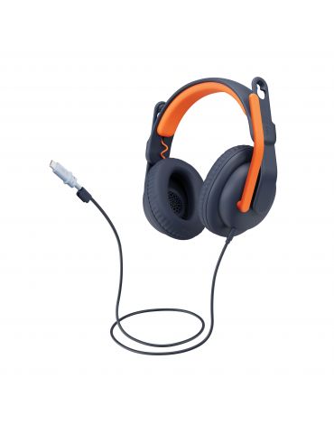 Logitech Zone Learn Căști Prin cablu Bandă de fixare pe cap Educație USB tip-C Albastru, Portocală