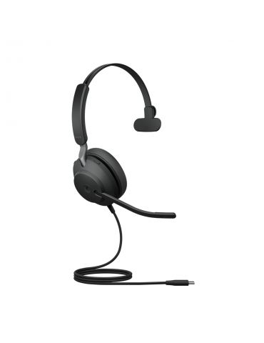 Jabra Evolve2 40, MS Mono Căști Prin cablu Bandă de fixare pe cap Birou Call center USB tip-C Negru