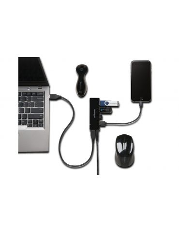 Kensington UH4000C USB 3.2 Gen 1 (3.1 Gen 1) Micro-B 5000 Mbit s Negru