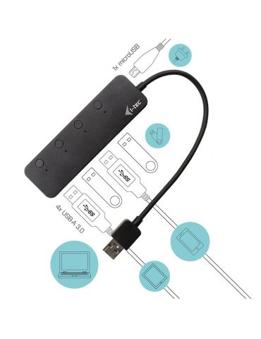 i-tec U3CHARGEHUB4 hub-uri de interfață USB 3.2 Gen 1 (3.1 Gen 1) Type-A 5 Mbit s Negru