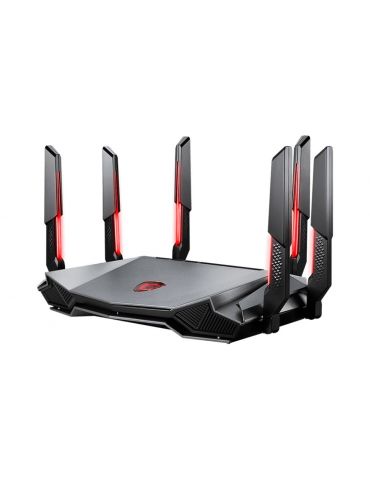 MSI RADIX AXE6600 WIFI 6E TRI-BAND router wireless Gigabit Ethernet Bandă dublă (2.4 GHz  5 GHz) Negru, Roşu - Tik.ro