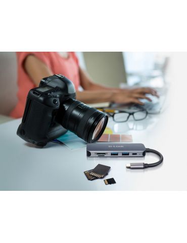 D-Link DUB-2325 stații de andocare și replicatoare de porturi pentru calculatoare portabile USB tip-C Gri