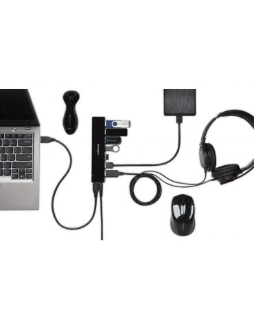 Kensington K39123EU hub-uri de interfață USB 3.2 Gen 1 (3.1 Gen 1) Type-A 5000 Mbit s Negru
