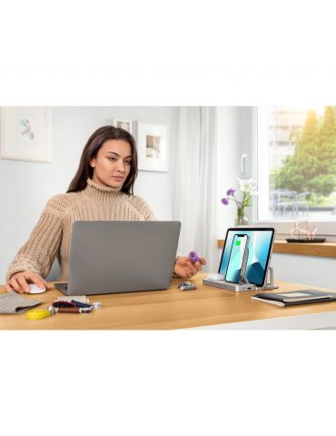Kensington K59090WW încărcătoare pentru dispozitive mobile Smartphone, Tabletă, Ceas Argint USB Încărcare fără fir De interior