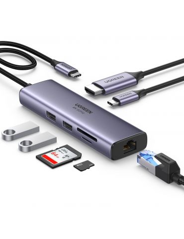 Ugreen 60515 stații de andocare și replicatoare de porturi pentru calculatoare portabile Prin cablu USB 3.2 Gen 1 (3.1 Gen 1)