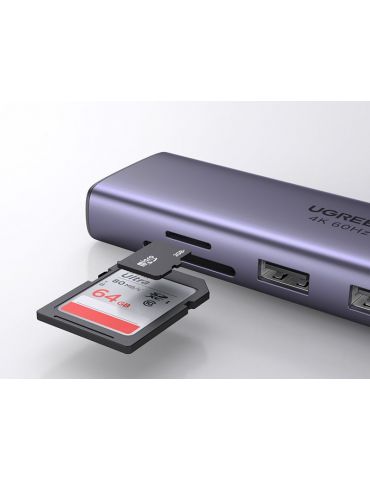 Ugreen 60515 stații de andocare și replicatoare de porturi pentru calculatoare portabile Prin cablu USB 3.2 Gen 1 (3.1 Gen 1)