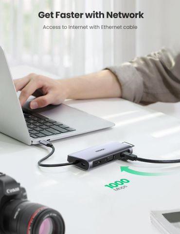 Ugreen 80133 hub-uri de interfață USB 3.2 Gen 1 (3.1 Gen 1) Type-C 5000 Mbit s Gri