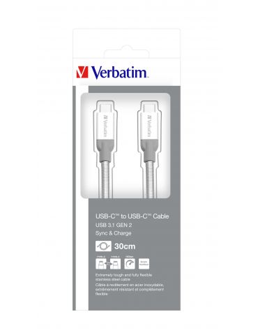 Verbatim 48867 cabluri USB 0,3 m USB 3.2 Gen 2 (3.1 Gen 2) USB C Argint