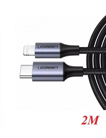 Ugreen 60761 cabluri pentru telefoanele mobile Negru 2 m USB C Conector Lightning - Tik.ro