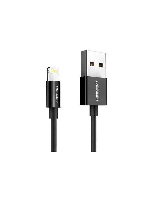 Ugreen 80823 US155 cabluri pentru telefoanele mobile Negru 2 m USB A Conector Lightning