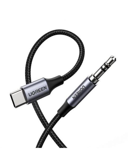 Ugreen 30633 cablu audio 1 m 3.5mm USB tip-C Negru, Argint