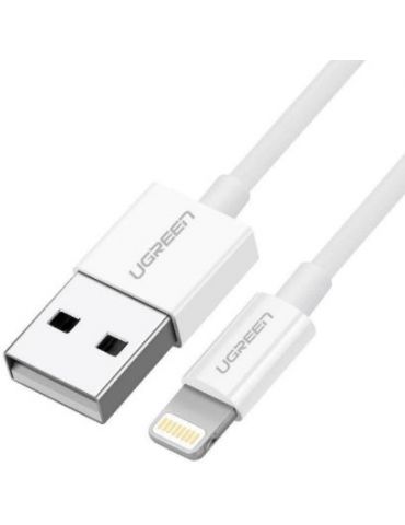 Ugreen cable USB 2.0 A lightning 2m, 5V 2.4A iPhone 7   7plus   6S  6   6 Plus, iPhone 5s 5c 5, iPad Mini Mini 2, iPad 1 m Alb - Tik.ro
