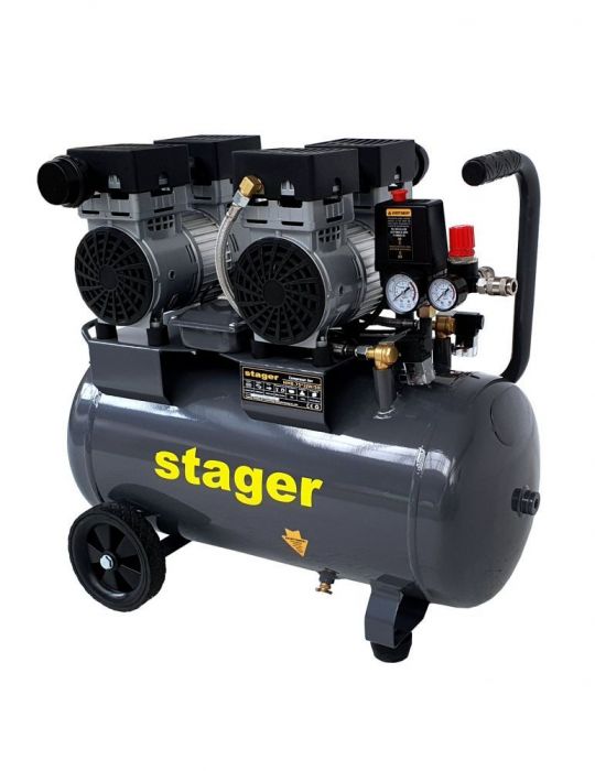 Stager HM0.75x2JW/50 compresor aer 50L 8bar 270L/min monofazat angrenare directa silentios Stager - 1