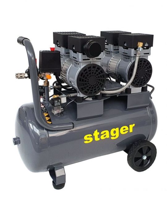 Stager HM0.75x2JW/50 compresor aer 50L 8bar 270L/min monofazat angrenare directa silentios Stager - 1