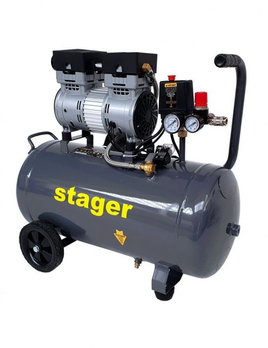 Stager HM0.75JW/50 compresor aer 50L 8bar 135L/min monofazat angrenare directa silentios Stager - 1