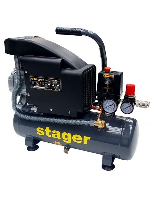 Stager HM1010K compresor aer 6L 8bar 126L/min monofazat angrenare directa Stager - 1
