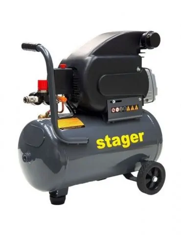Stager HM2024F compresor aer 24L 8bar 200L/min monofazat angrenare directa Stager - 1