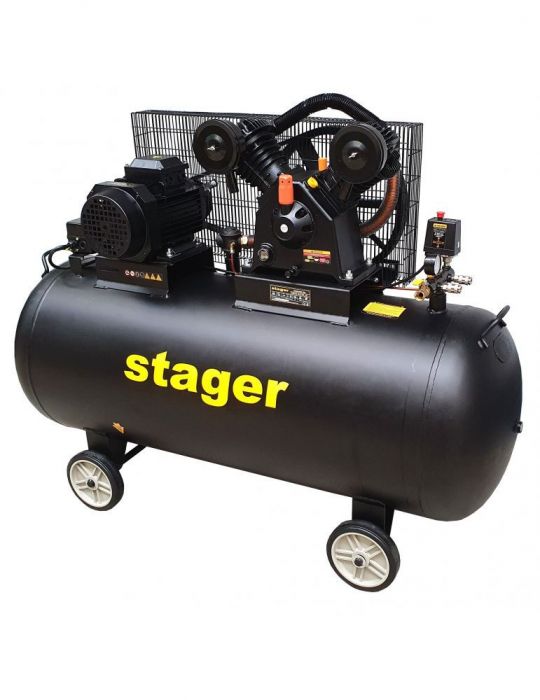 Stager HMV0.6/370-10 compresor aer 370L 10bar 600L/min trifazat angrenare curea Stager - 1