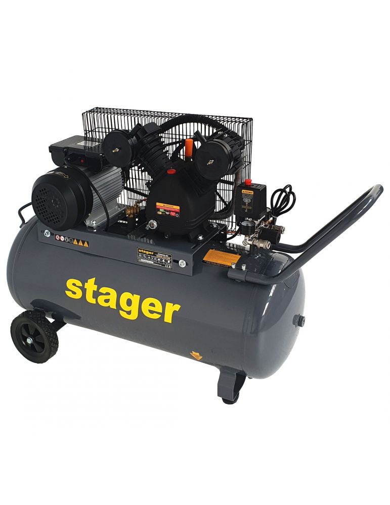 Compresor aer Stager HMV0.25/100, 100L, 8bar, 324L/min, monofazat angrenare curea