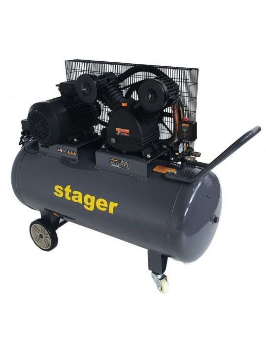 Stager HMV0.6/200 compresor aer 200L 8bar 600L/min trifazat angrenare curea Stager - 1